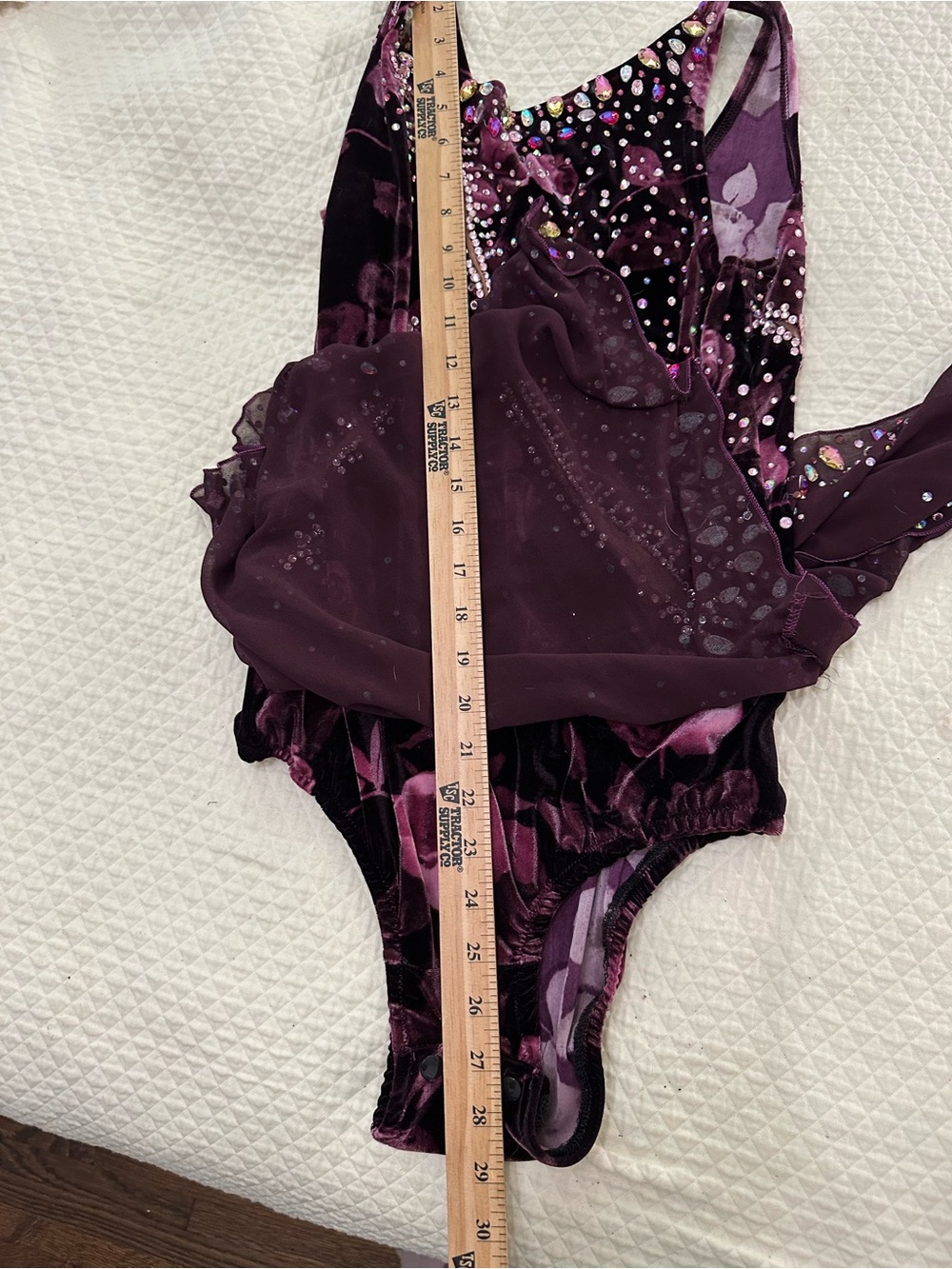 Ballroom dance/Skate dress. Elegant Embellished Velvet Sheath Dress in Deep Plum - Picture 9 of 10